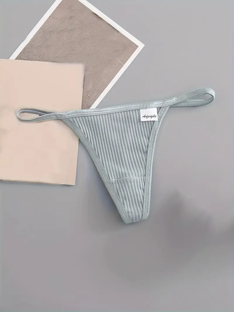 Women's Mixed Color Low Waist Ribbed Thong Panties - Temu Canada