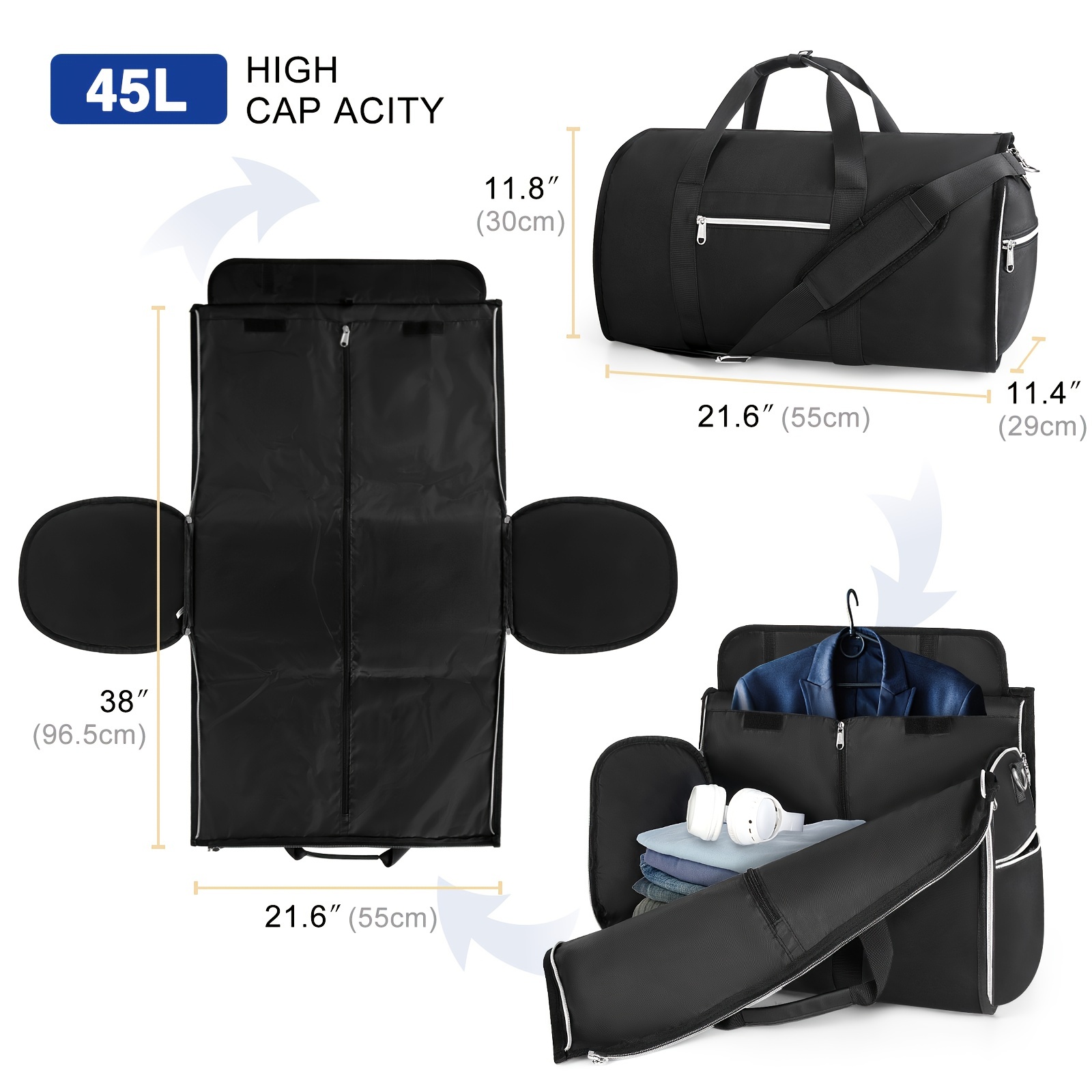 Portable Duffel Bag Travel Convertible Carry Bag Detachable - Temu