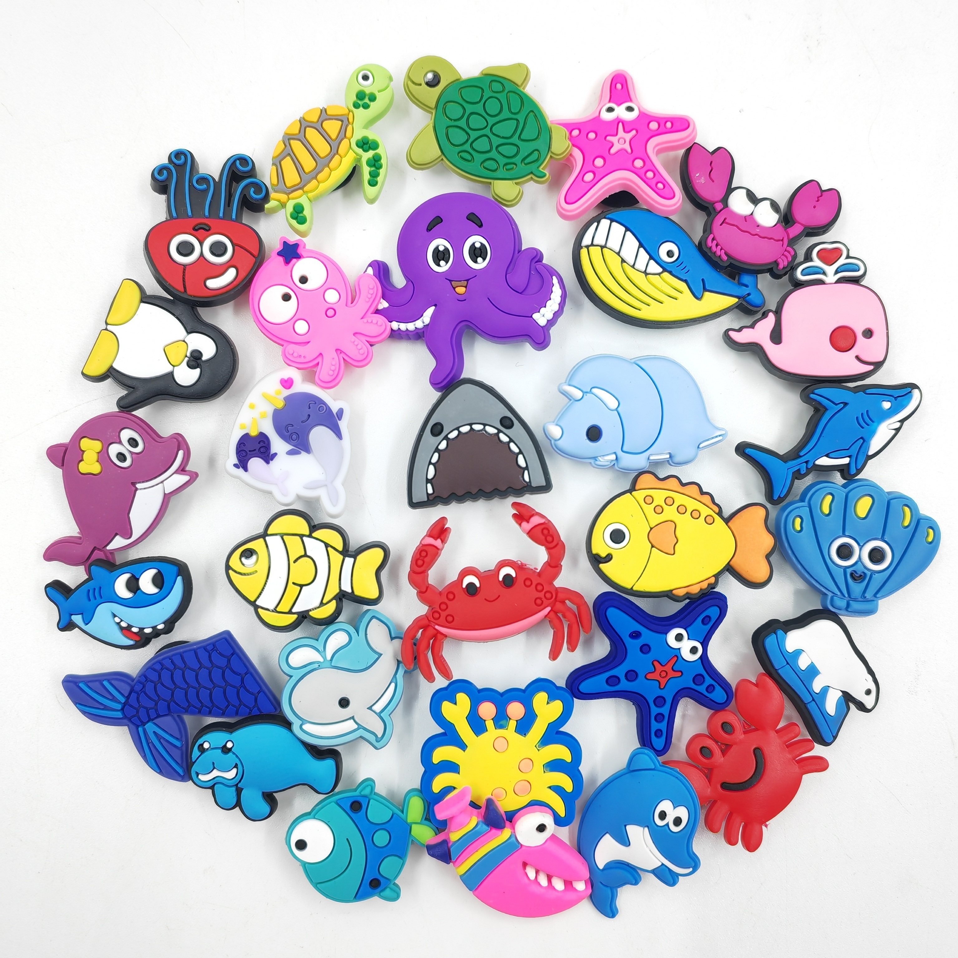Crock Charms Accessories Cartoon Animals Cute PVC Shoe Croc Buttons Sandals  Charms Decoration Marine Organism Free Shipping