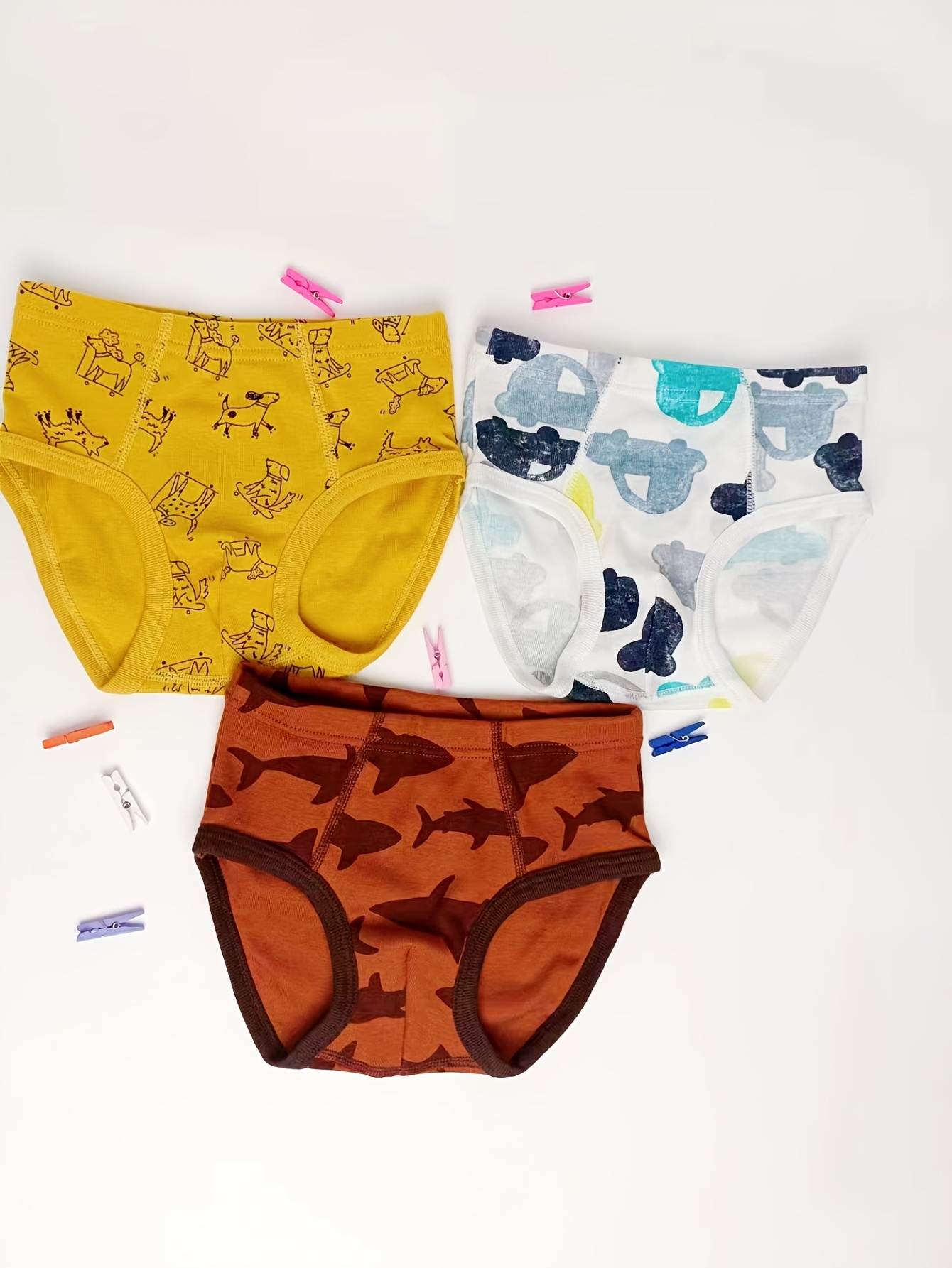 3pcs Boy's Breathable Briefs, Cartoon Pattern Cotton Panties, Multiple  Colors Comfy Kid's Underwear