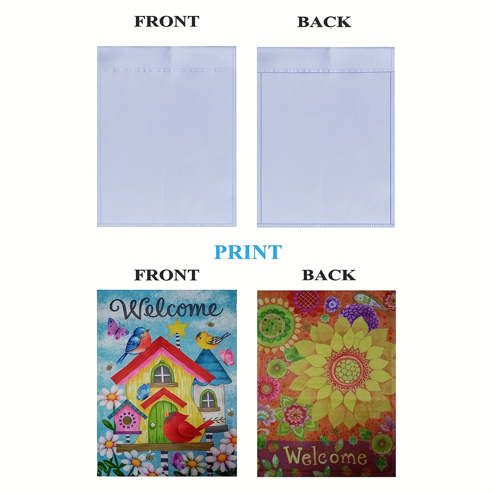 Double sided White Solid Sublimation Blank Polyester Flags Temu