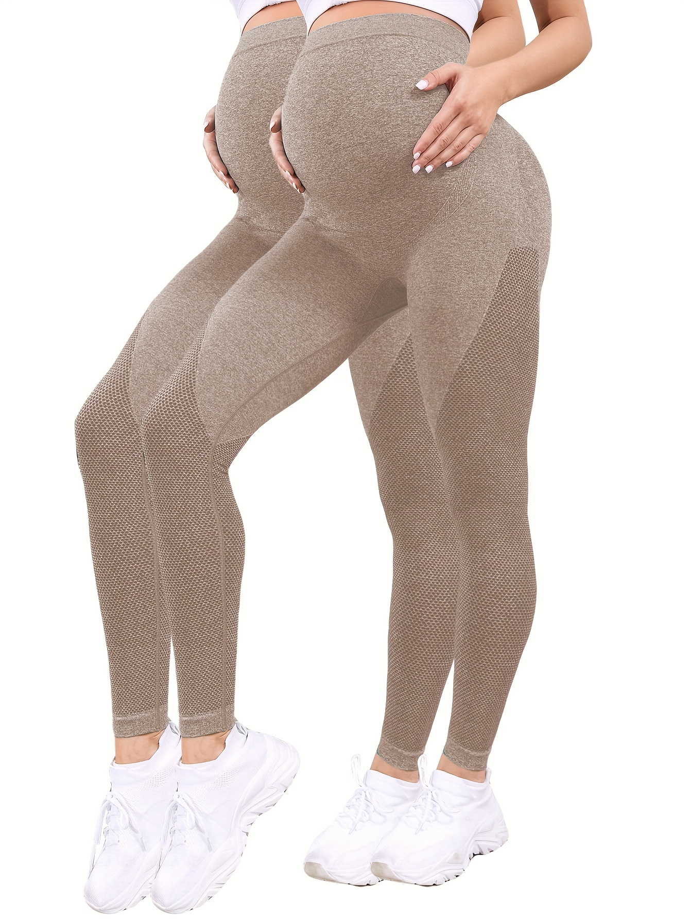 SOFTSAIL Womens Maternity Leggings Thick Cotton Pregnancy Fleece Pants  PREG28 8 Beige