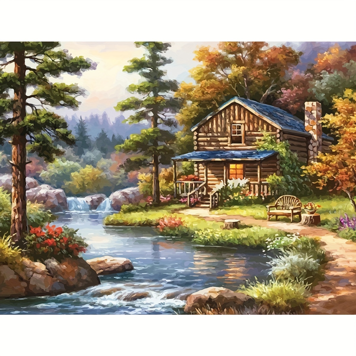 Comprar Marco de pintura artesanal por números para adultos, kits de  iniciación, paisaje de setas verdes, imagen pintada a mano con números para  decoración del hogar, 40x50