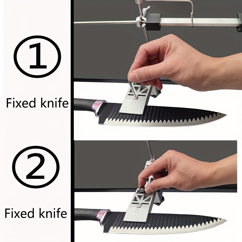 Afilador de cuchillos de ángulo fijo, afilador de cuchillos profesional,  ángulo fijo de 15°, diseño giratorio y giratorio de 360°, viene con 6  piedras