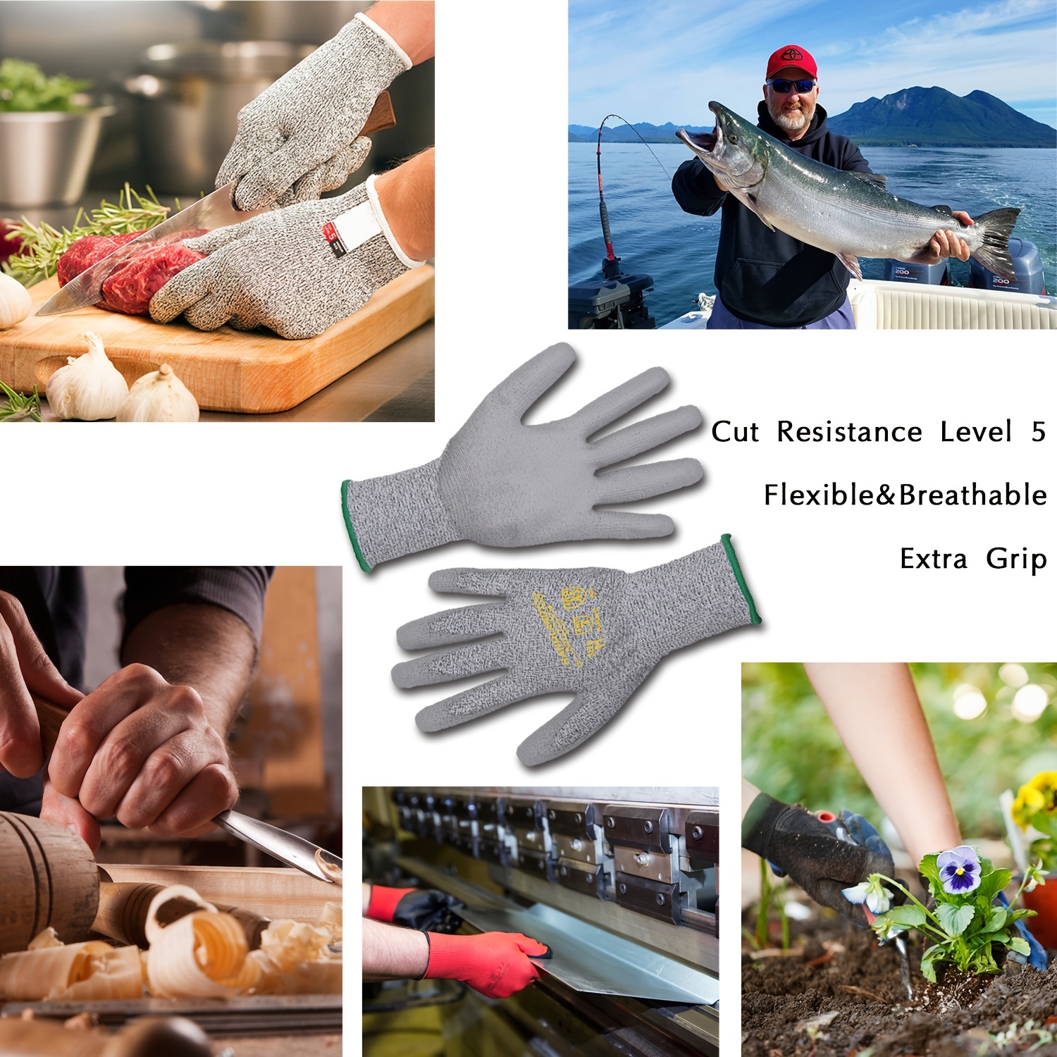 Cut Resistant Gloves Level 5 Safety Kitchen Cutting Wood Carving 2 Pair  S/M/L/XL