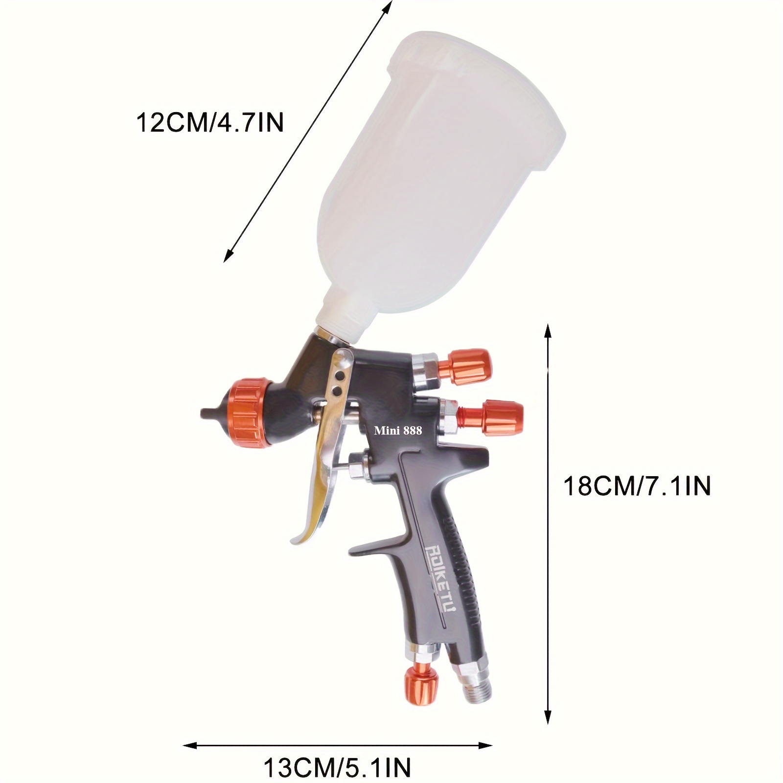 1pc Pistola A Spruzzo 1.2mm 600ml, Riparazione Professionale Di Vernice Per  Auto HVLP, Vernice Per Auto Regolabile A Gravità Pneumatica