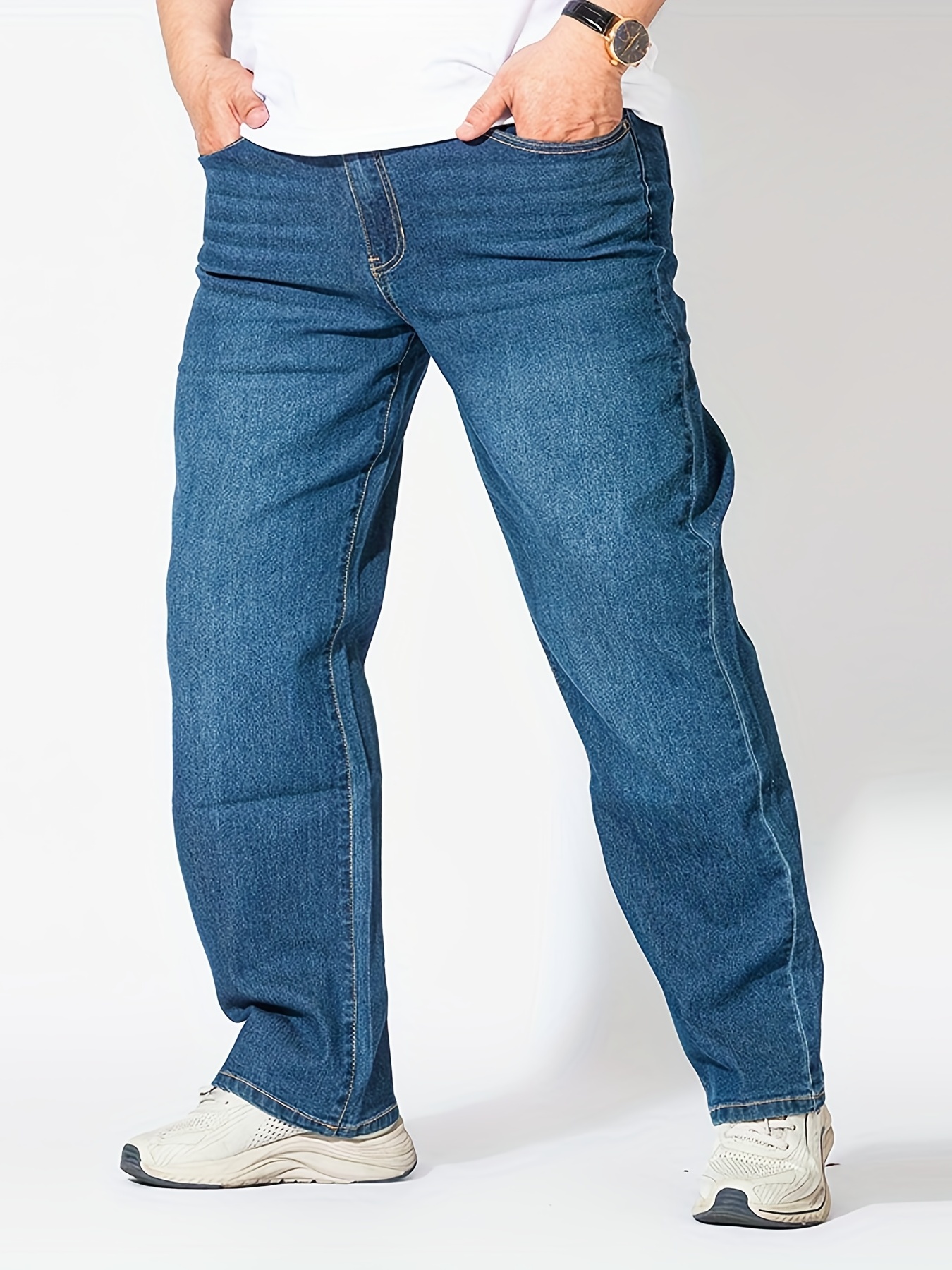 Spring season loose big size pants pants black plus size XL stretch jeans  men's summer thin