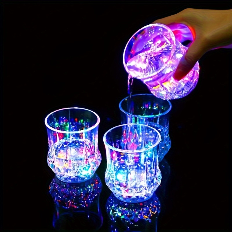 Set of 6 Flashing LED Tumblers Flashing Shots Flash Light Up Cups  Multicolor Light Up Drinking Glasses Fun Cups for Party/Birthday/Night  Clubbing/Christmas/Disco BPA-Free (Transparent, 7 oz) 