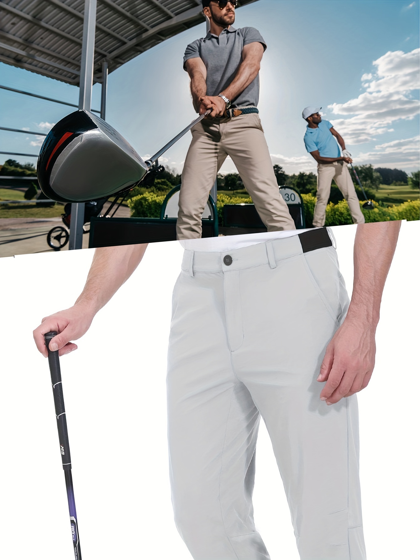 MELOO Pantalones de golf para hombre, elásticos, ajustados, resistentes al  agua, para el trabajo, casuales, bolsillos