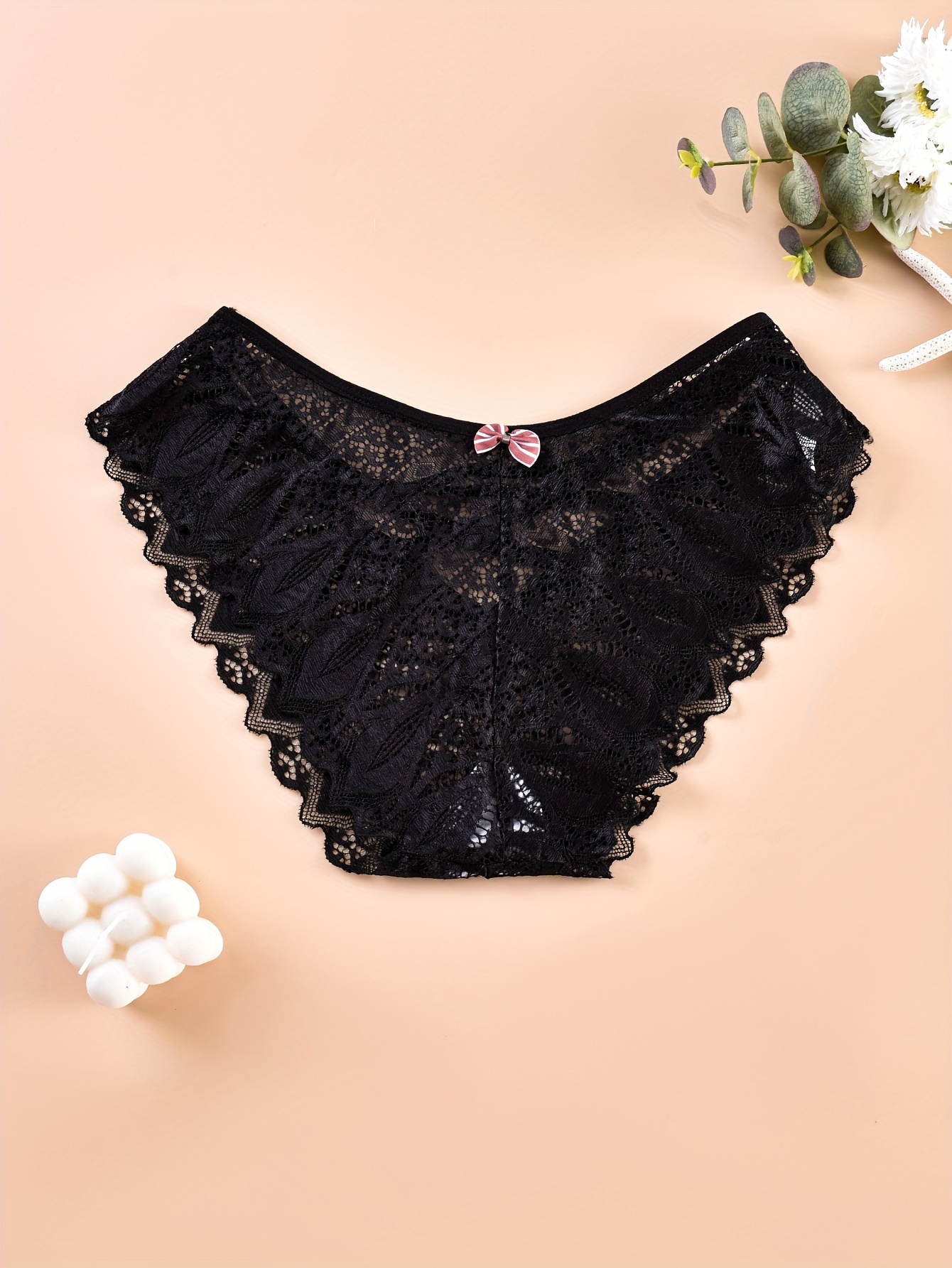 6ixty8ight Lace Cheeky Panty Ladies Underwear (Black, Tag M