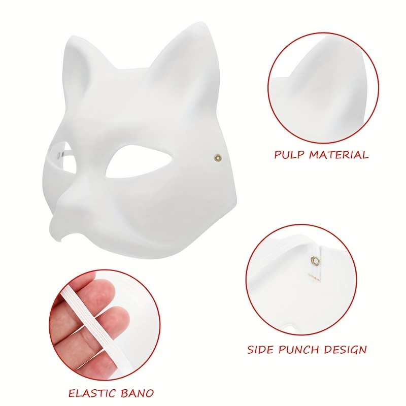 5pcs therian mask masquerade masks for paper blank mask Blank Cat Masks