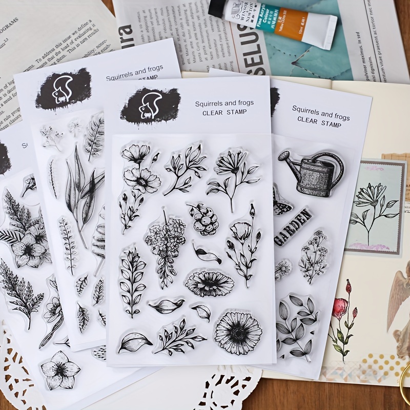 Clear Stamps,Vintage Plants and Flowers Silicone Rubber Stamps