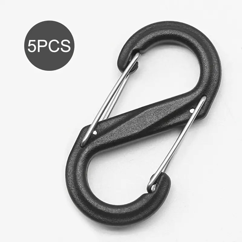 5pcs Plastic Carabiner, S-shape Carabiner, Carabiner Clip, Key Chain Clip,  Clips Small Snap Hooks Keychain For Fishing/Camping/Outdoor Sports