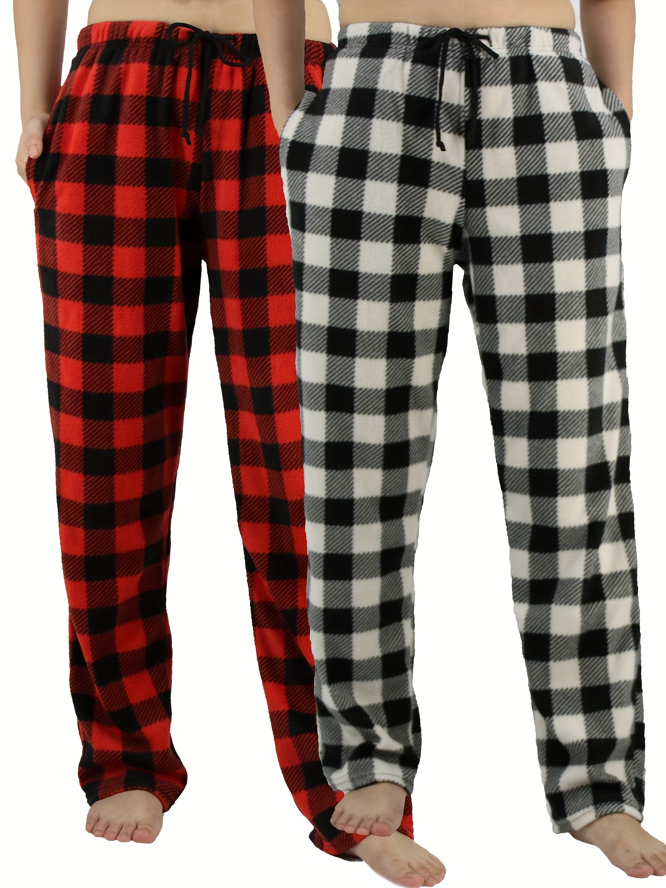 Women Plaid Pajama Pants Fuzzy Pack Long Thermal Lined - Temu Canada