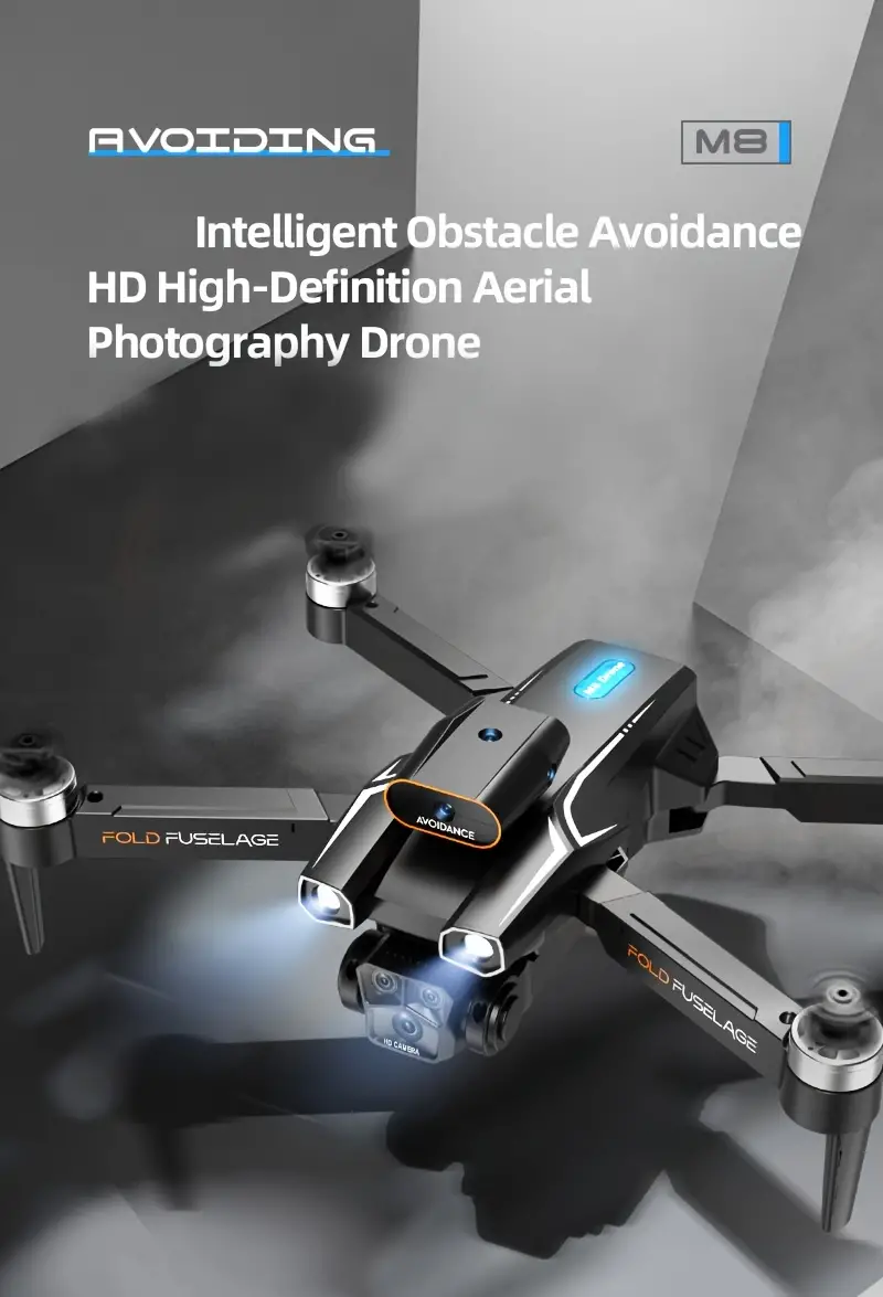 New C8 Brushless Motor Drone, Black Intelligent Obstacle Avoidance, Remote Control Adjustable Three Cameras, 3 Batteries, One Button Return, WIFI Connection, Aerial Photography Drone, Optical Flow Increased Stability, Quadcopter, Indoor And Outdoor, Cheap RC Remote Control Drone, Christmas, Halloween, Thanksgiving, New Year Gift details 0