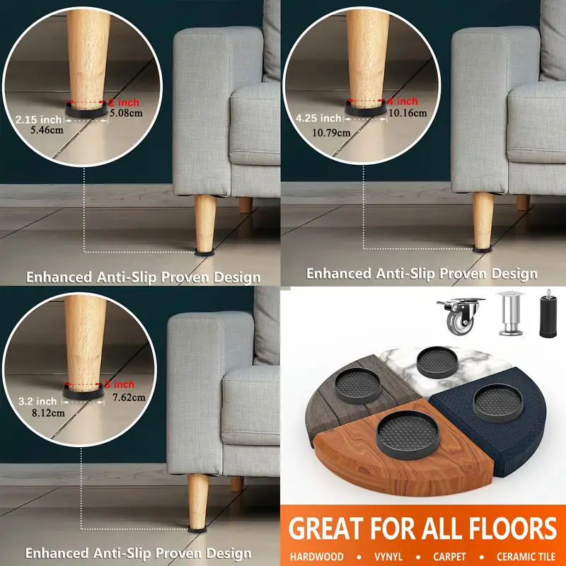 Furniture Coasters Caster Cups Non Slip Pads Hardwoods Temu United Kingdom