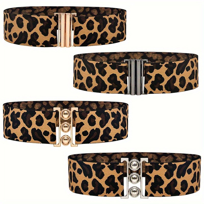 Plus Size Leopard Print Belt Faux Leather Decorative Wide - Temu Canada
