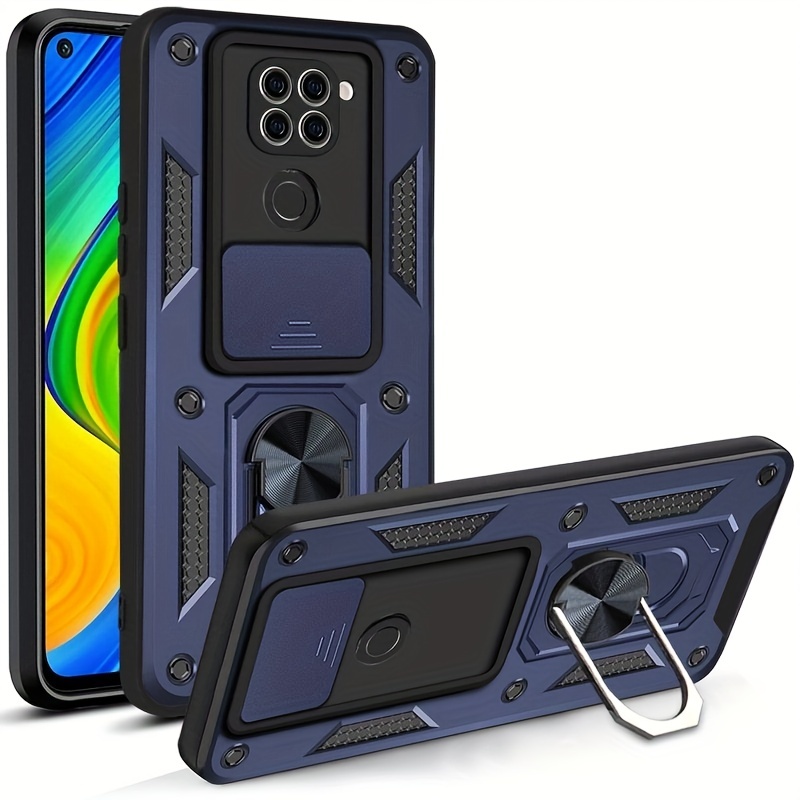 Cover For XIAOMI REDMI NOTE 9 Case Shockproof Rigid Magnetic Armor Ring  Black
