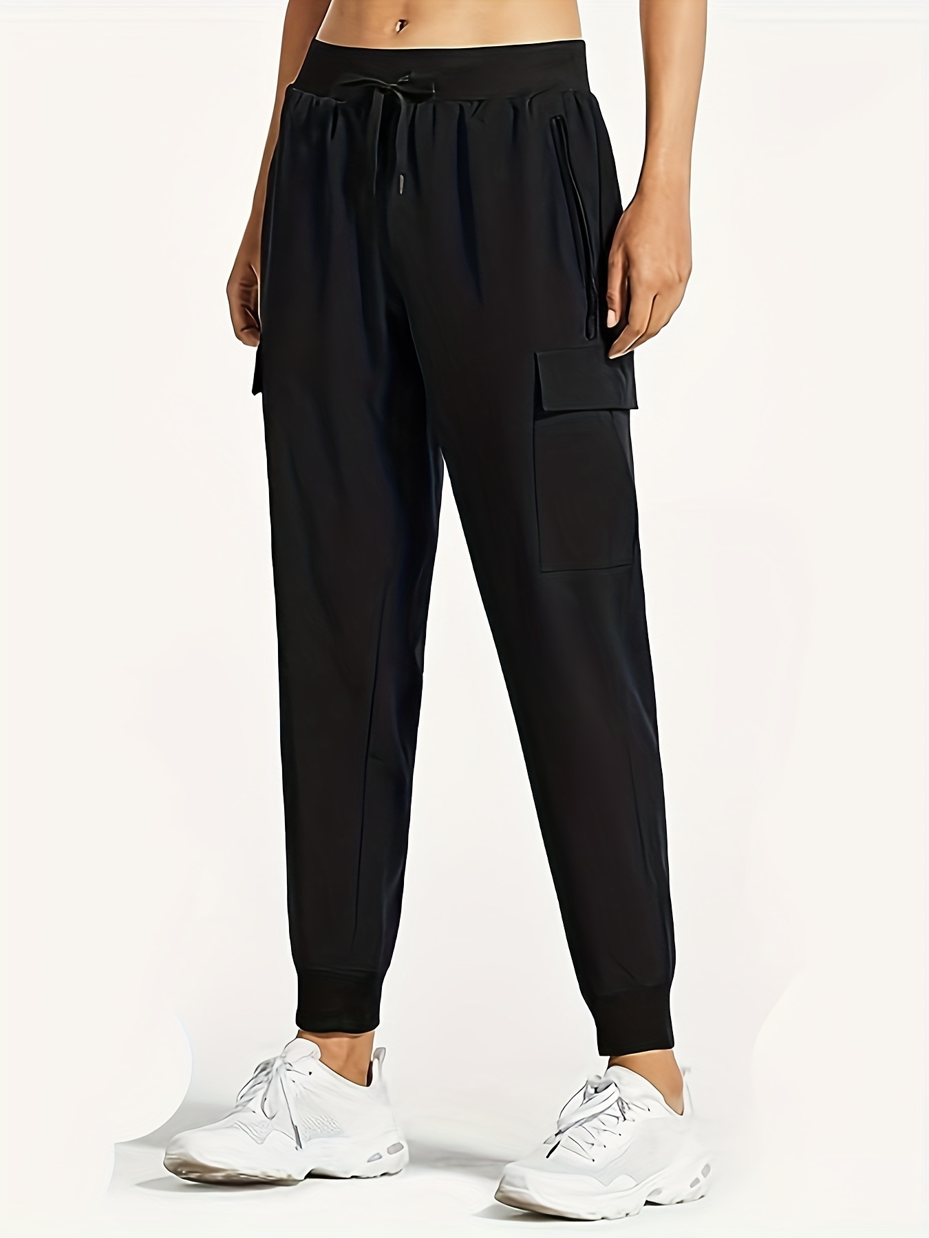 Solid Drawstring Waist Jogger Pants, Casual Slant Pocket Sporty Pants,  Women's Clothing
