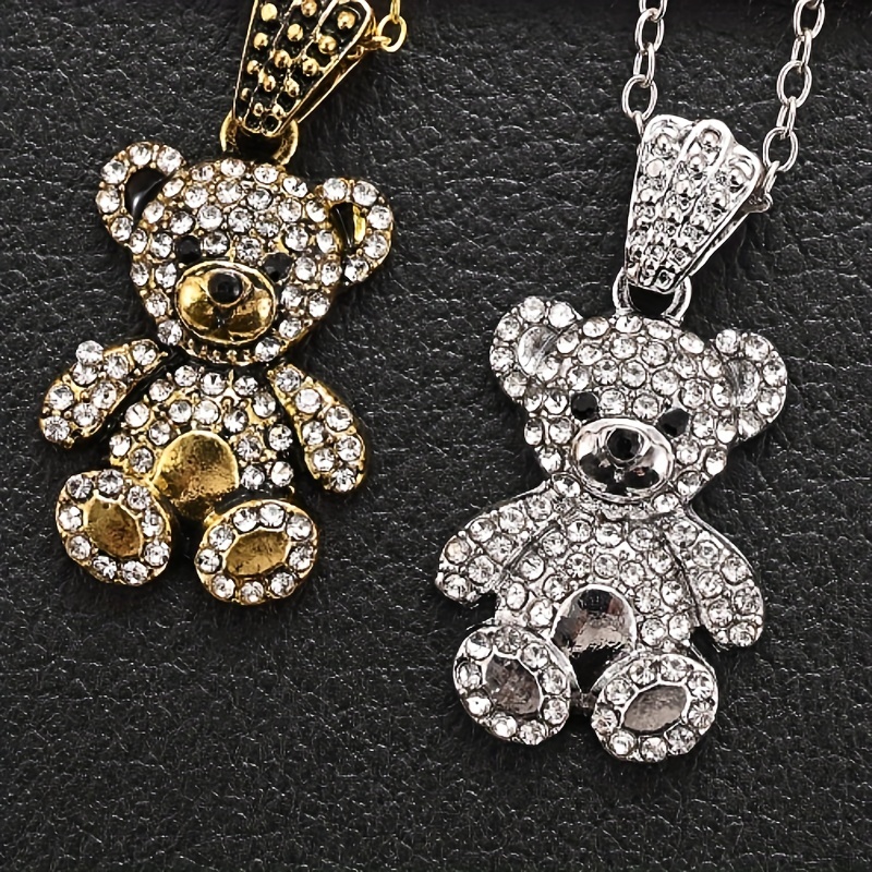 Cute Little Bear Pendant Necklace, Cubic Zirconia Decor Cute Animal Bear  Pendant Banquet Jewelry, Birthday Gift For Boys, Christmas Gift