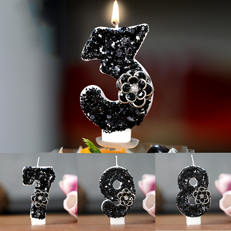 Velas de cumpleaños con número (7 velas negras), con forma de