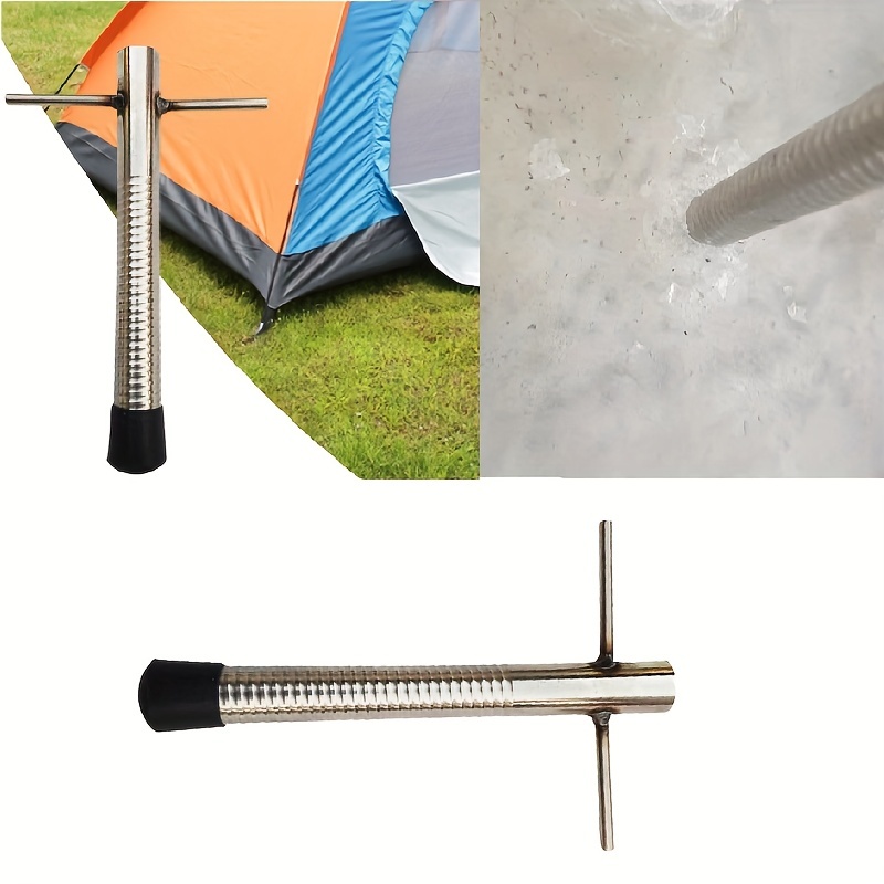 Ice Fishing Rod Holders Ice Augers Heavy Duty Steel Camping Tent Nail  Bracket Holder Spiral Drill Tent Stake For Camping Fishing