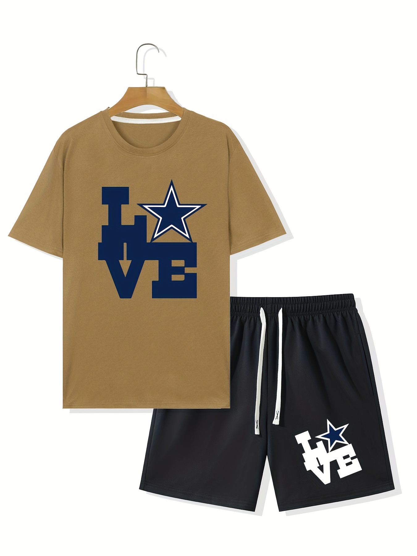 Dallas Cowboys Men T Shirt Shorts Tracksuit 2PCS Short Sleeve Tops