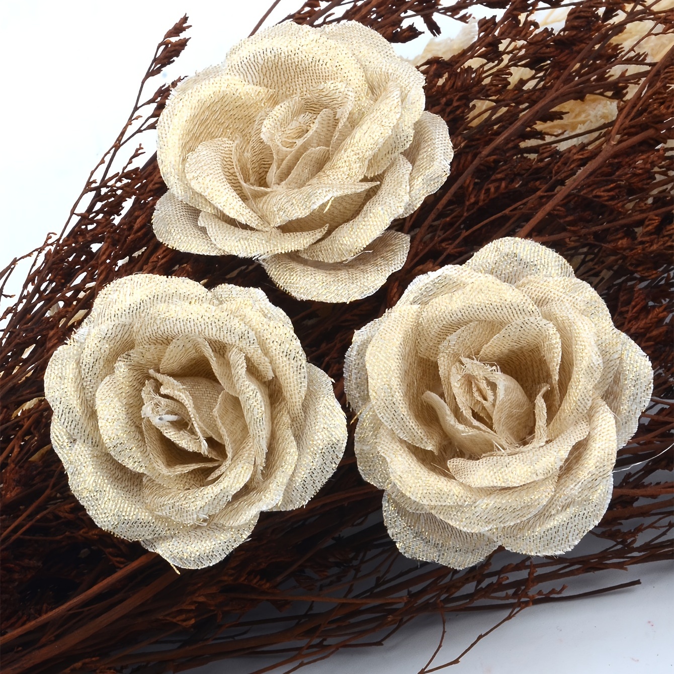 4pcs Artificial Golden Rose Flowers, Simulation Silk Rose Bouquet With Long  Stem, For Wedding Birthday Bridal Shower Décor, Fall Halloween Thanksgivin