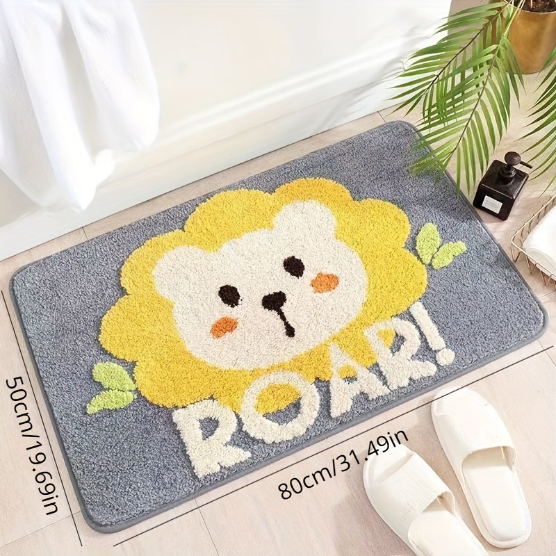 1pc Bath Rug, Cute Animal Pattern Imitation Cashmere Floor Mat