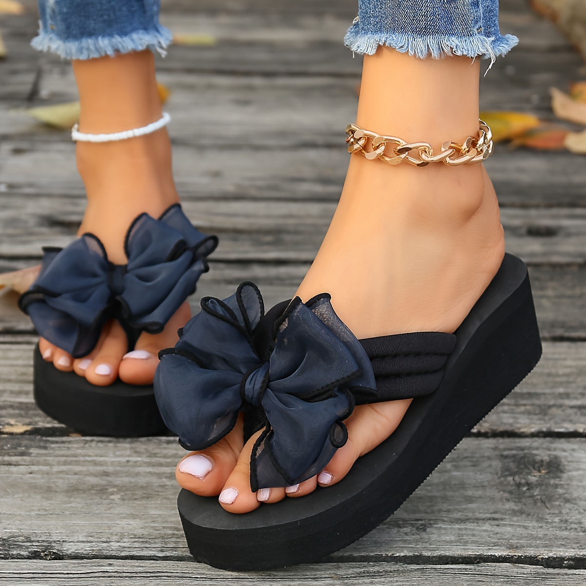 Sandals for Women Flat,Women's 2020 Bow Knot Comfy Platform Sandal Shoes  Summer Beach Travel Fashion Slipper Flip Flops