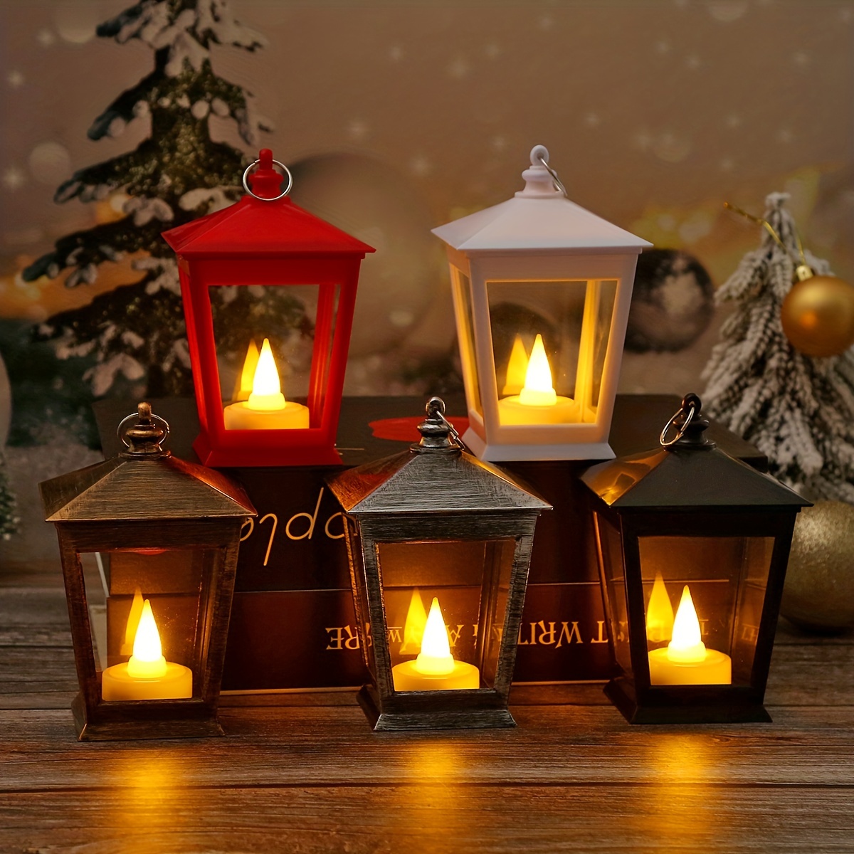 Protoiya Vintage Candle Lantern，Lantern with FlickerinED,Battery Includg Led,Decorative  Hanging Lantern,Christmas Decorative Lantern,Indoor Candle Lantern,Battery  Lantern Indoor Use 