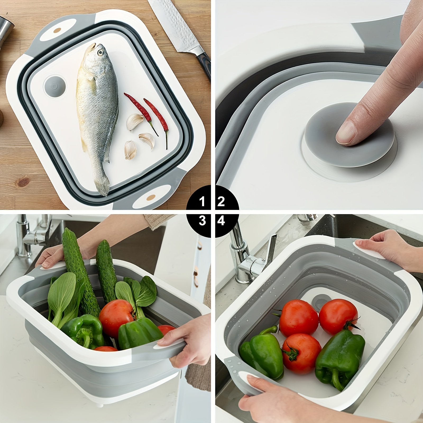 1pc 3-in-1 Multipurpose Kitchen Gadget, Tagliere Pieghevole, Lavabo,  Cestino Scarico, Vaschetta Verdure, Cucina E Viaggi Allaperto Campeggio -  Sport E Tempo Libero - Temu Italy