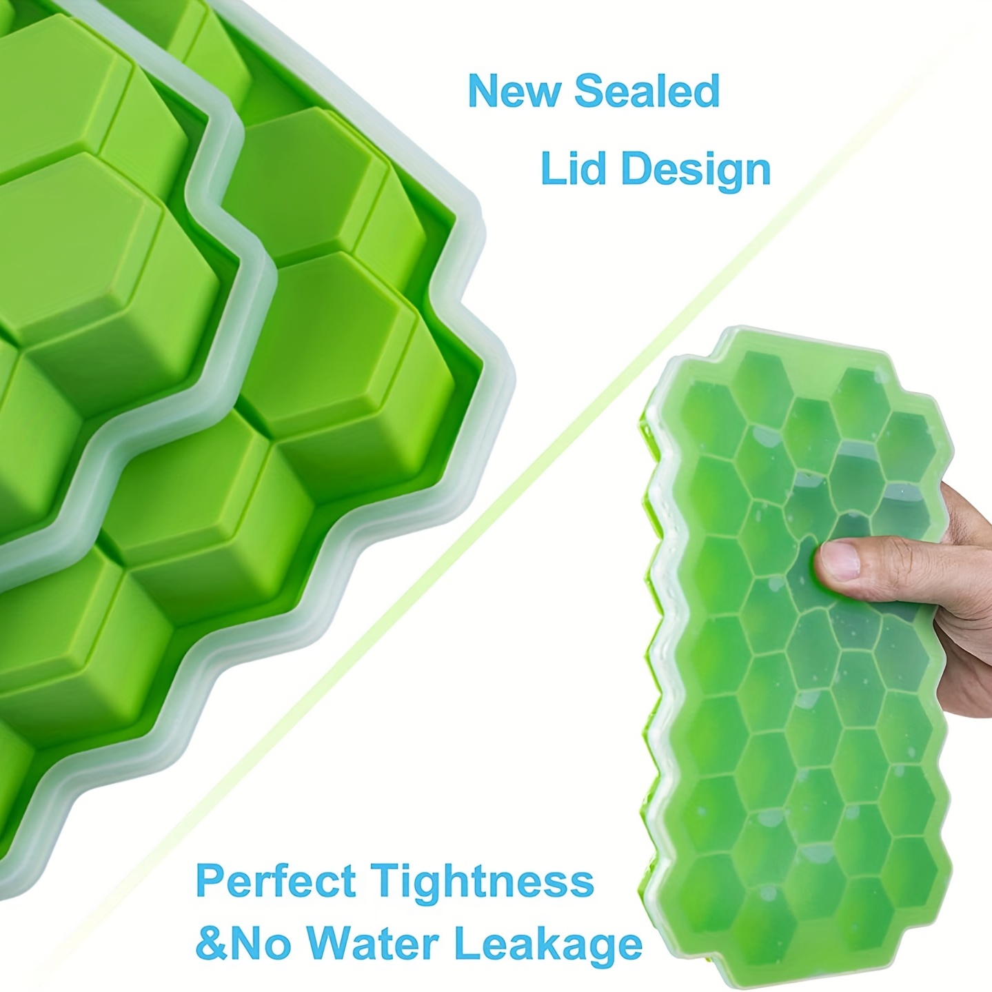 New Upgrade Ice Cube Trays, Premium Silicone Ice Cube Molds with