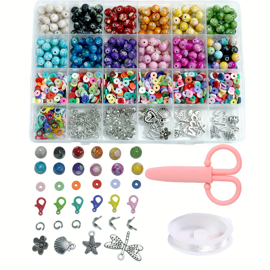 Clay Bead Sets With Shell Lobster Clasp Elastic Thread - Temu