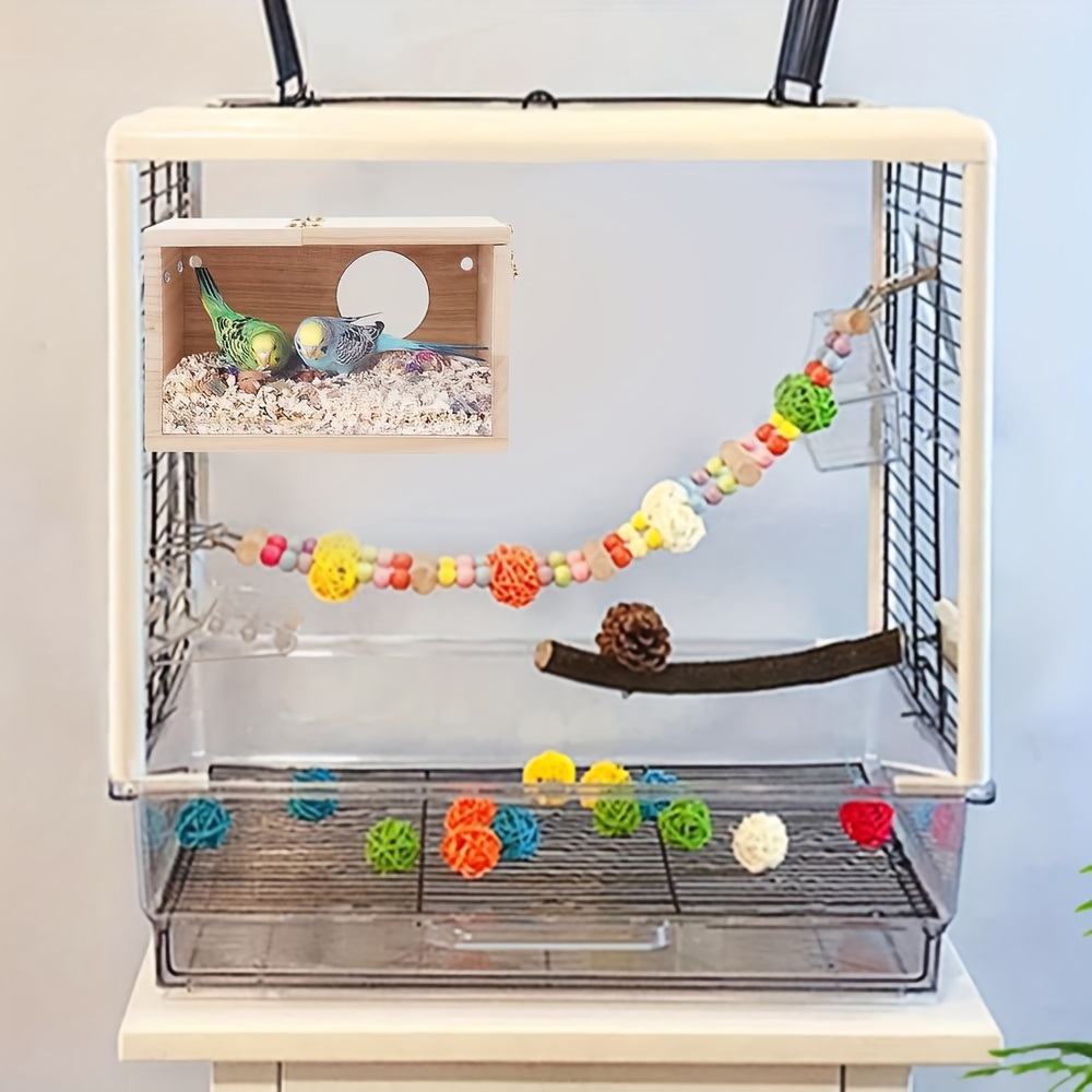 Nouvelle Boîte De Nidification Pour Oiseaux, Design Transparent, Boîte De  Reproduction De Nid D'oiseau Avec Perchoir En Bois, Maison Pour Perruches