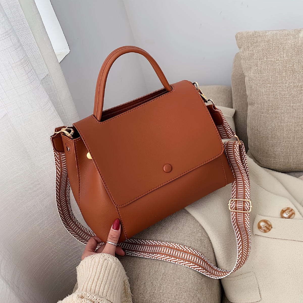  Women's Handbags PU Leather Top Handle Shoulder Bag