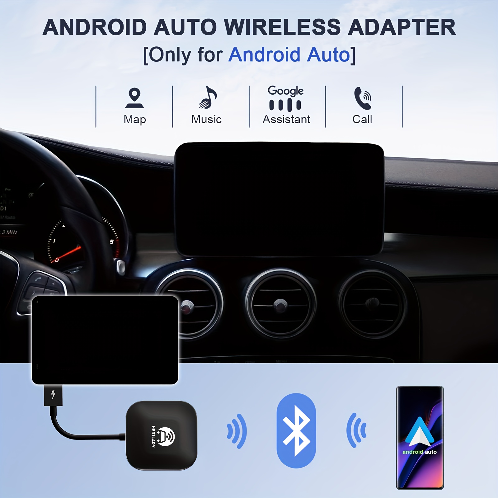 2-in-1 Wireless Apple CarPlay & Android Auto Wireless Adapter, 5.8 GHz  Wireless AA Wireless Carplay Dongle for Wired Apple Carplay & Android Car