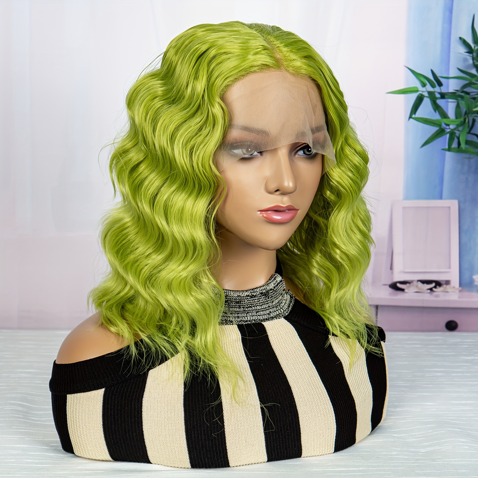 Curly Green Wig Women Wavy Side Part Hair Natural Looking Temu