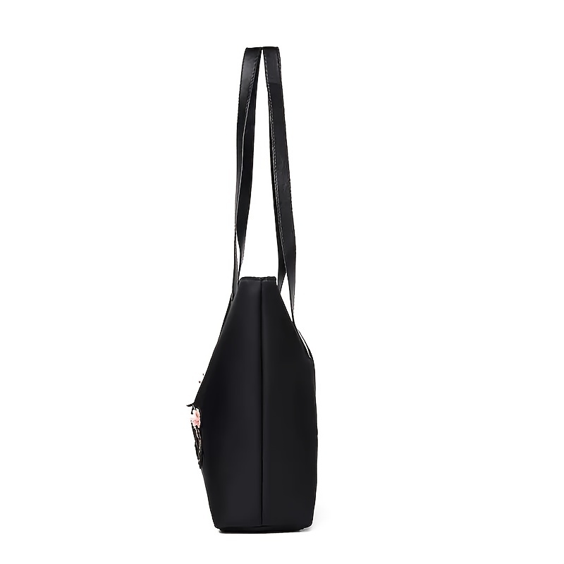 Dragonfly & Flower Patched Tote Bag Large Capacity Shoulder Bag