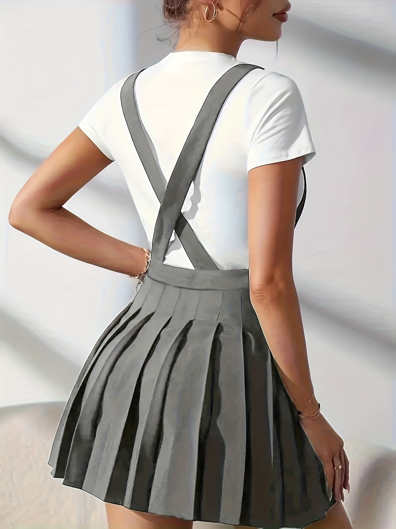 Striped High Waist Suspender Skirt