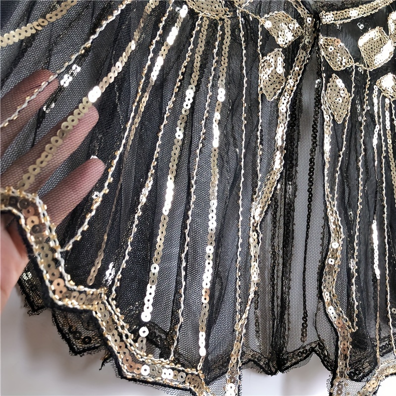 Шаль 1920-х годов, украшенная бисером и пайетками, вечерний накидка, свадебная шаль, волнистая блузка, детали 19