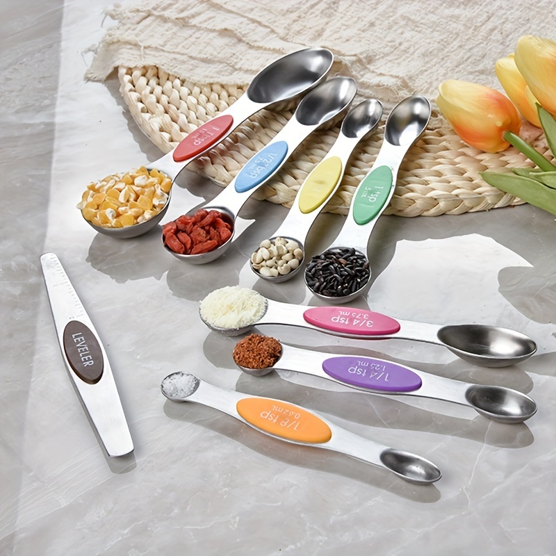 Magnetic Measuring Spoon, Stainless Steel Measuring Spoon, Coffee Measuring  Spoon, Baking Tools, Household Food Grade Graduated Measuring Spoon, Double  End Measuring Spoon Set, Kitchen Utensils, Apartment Essentials, Back To  School Supplies 