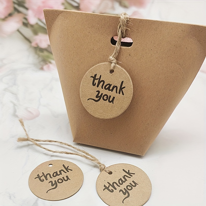 100pcs Kraft Paper Gift Tags with Strings thank you for Celebrating