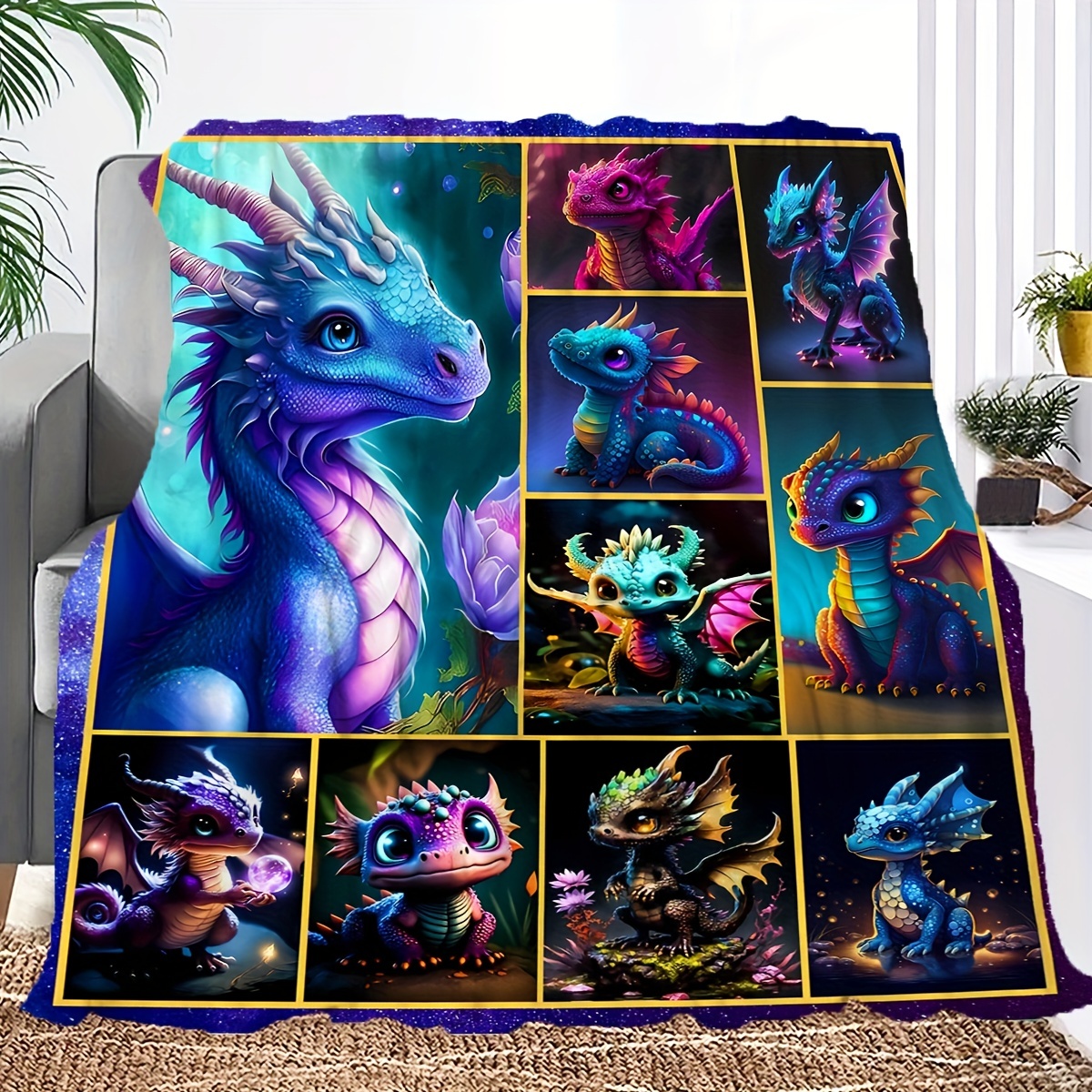 Goth Purple Giant Dragon Thin Blanket Lightweight Flannel - Temu