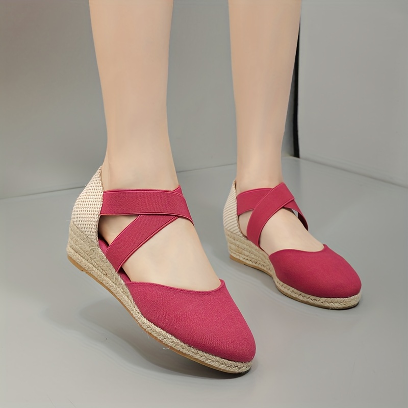 Women's Solid Color Wedge Heels Closed Toe Slip Platform - Temu Canada