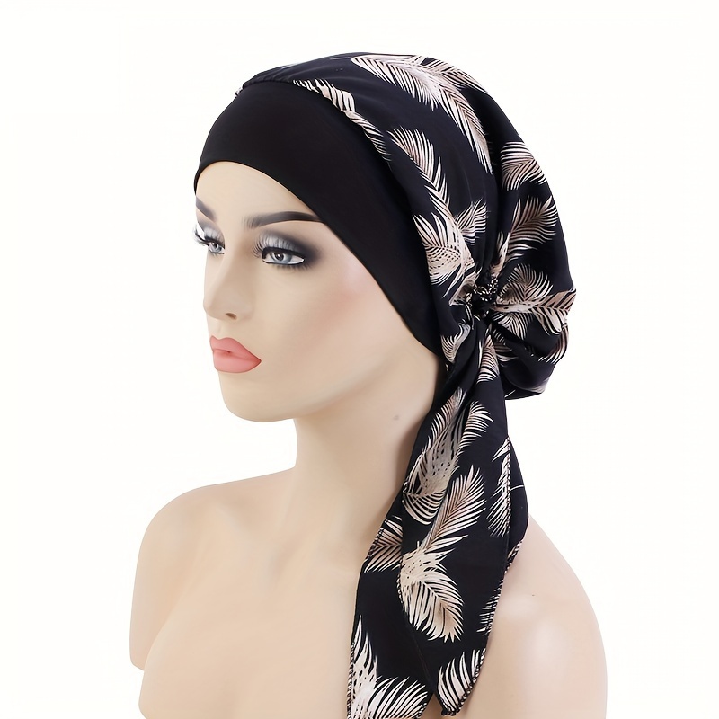E-shop Bandana-Mütze im Ethno-Stil zum Binden, dehnbarer Kopftuch-Schleifen-Stirnband mit breiter Krempe, Chemotherapie-Mütze, Haushaltsmütze