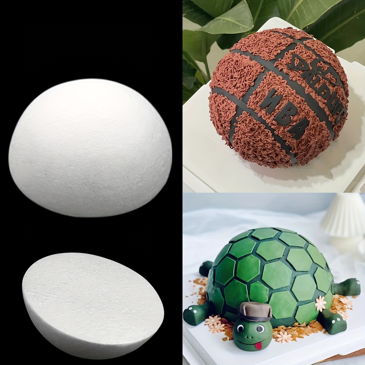 

4 Inches/6 Inches/8 Inches Semi-spherical Polystyrene Foam Candy Craft Virtual Party Diy Exercise Model Cake Foam Mold Kitchen Accessories