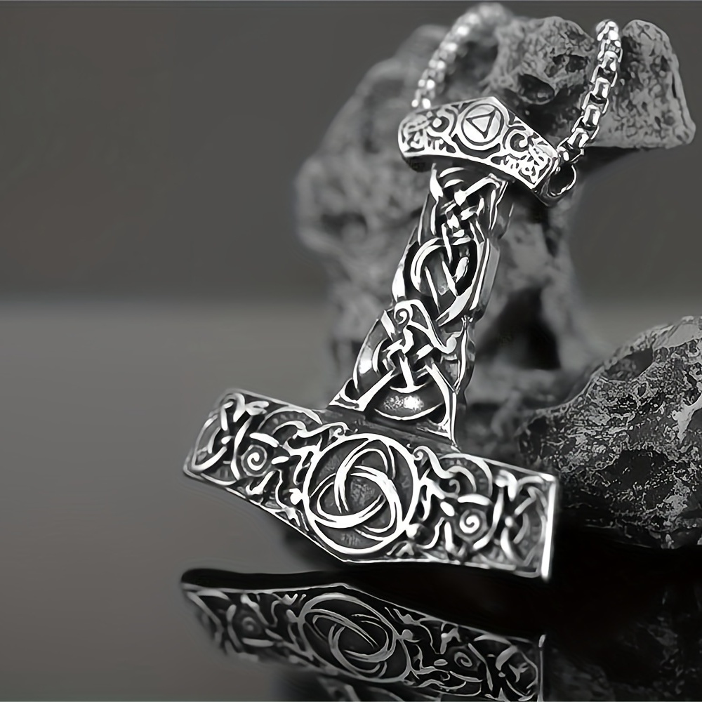 1pc Collier Pendentif Mjolnir Argenté Dieu Nordique Viking - Temu