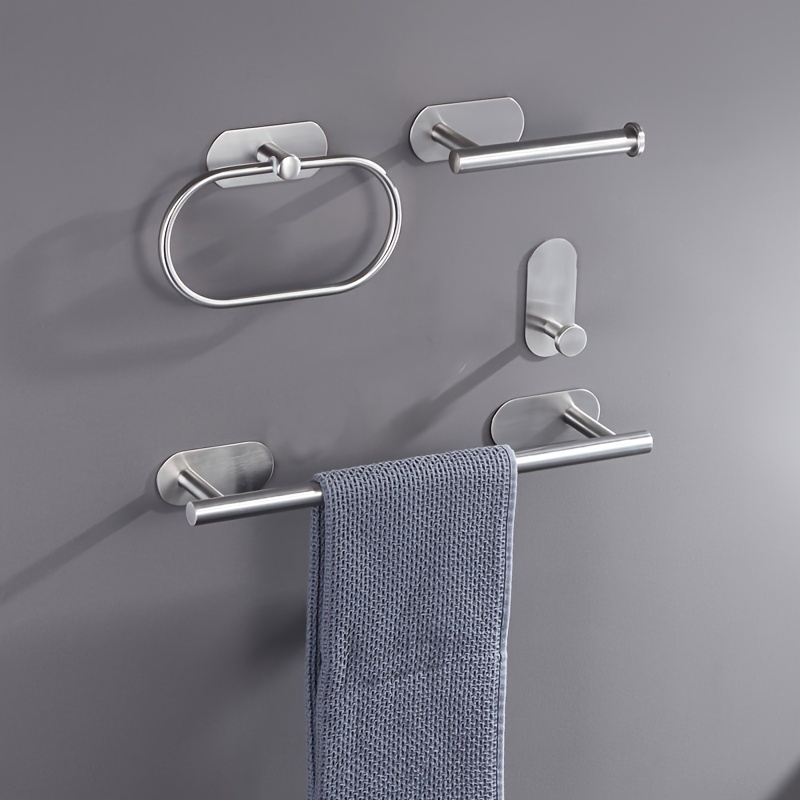 ZTBH Juego de accesorios de baño de acero inoxidable para montaje en pared,  juego de toallas de baño, barra de toallas, gancho para bata, soporte de