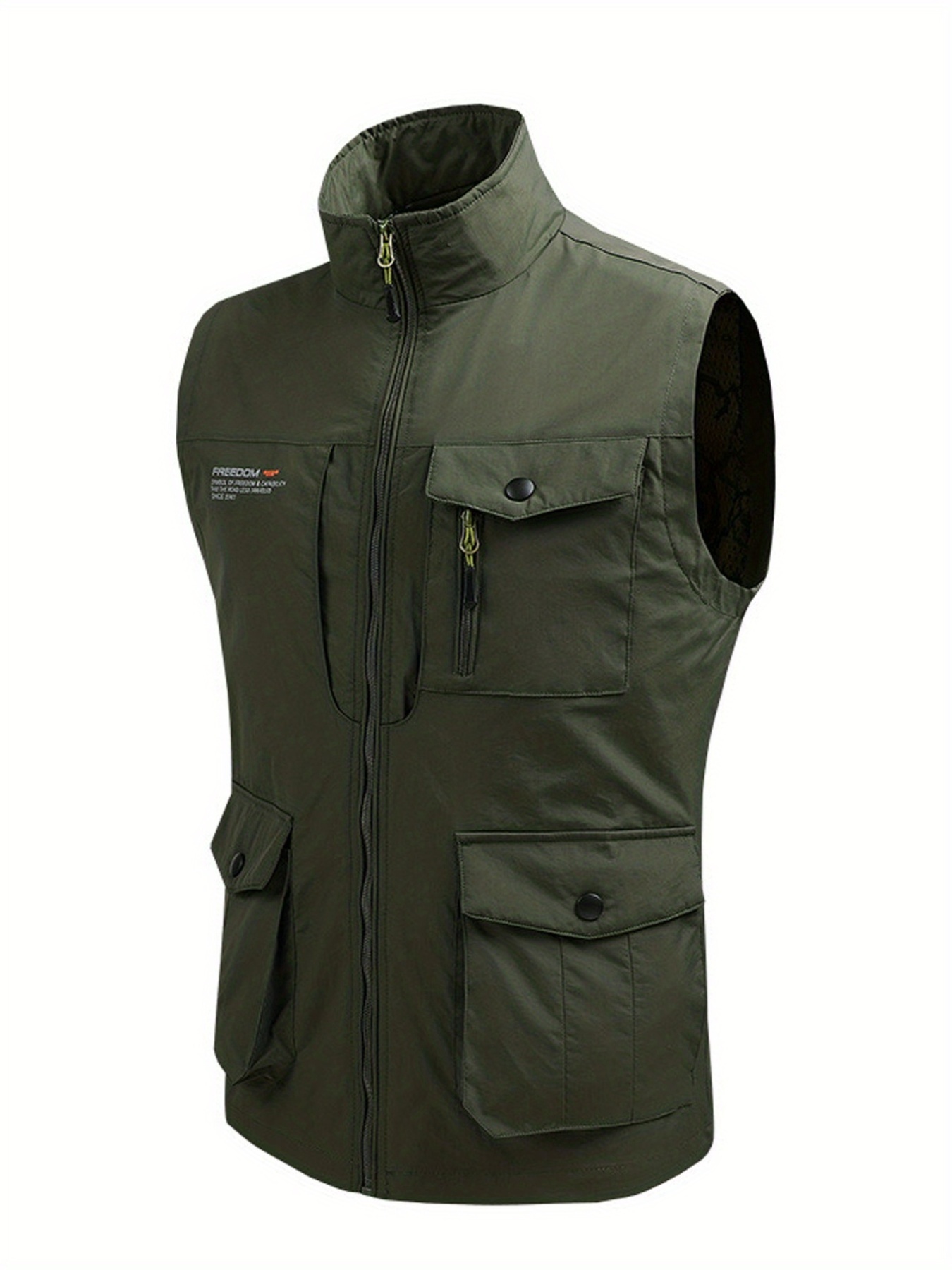 Zipper Pockets Cargo Vest, Men's Casual Outwear Zip Up Vest For Spring Summer Outdoor Fishing Photography